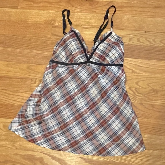 Abercrombie & Fitch Tops - Vintage Y2K Abercrombie & Fitch Plaid spaghetti strap babydoll tank top